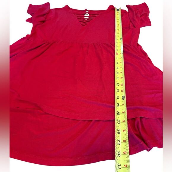 Torrid Super Soft Knits Babydoll Tunic Top Lattice Neck Womens Size 1 Red - Picture 10 of 11